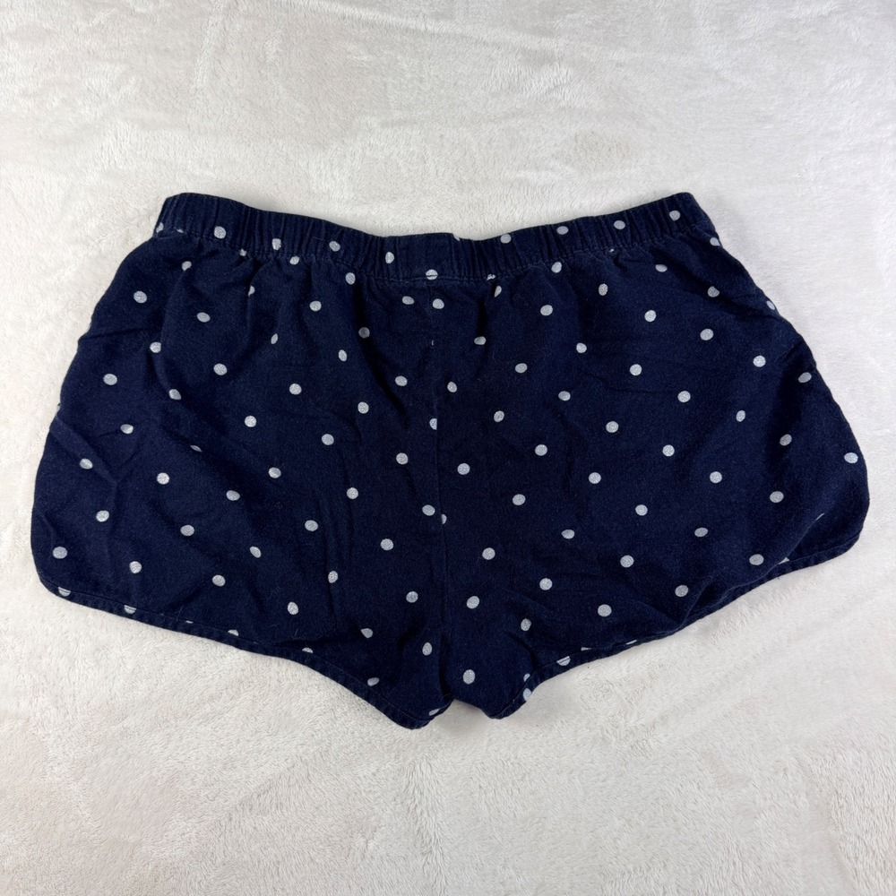 GapBody Flannel Pajama Shorts Womens L Navy Polka Dot Cotton Sleep Cozycore